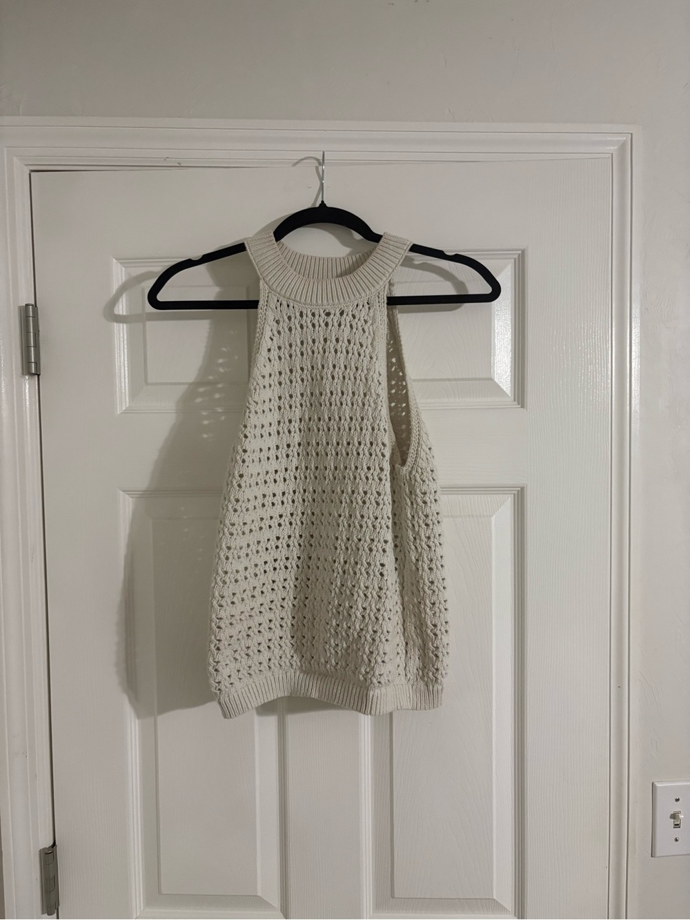 Universal Thread Cream Crochet Halter Knit Tank